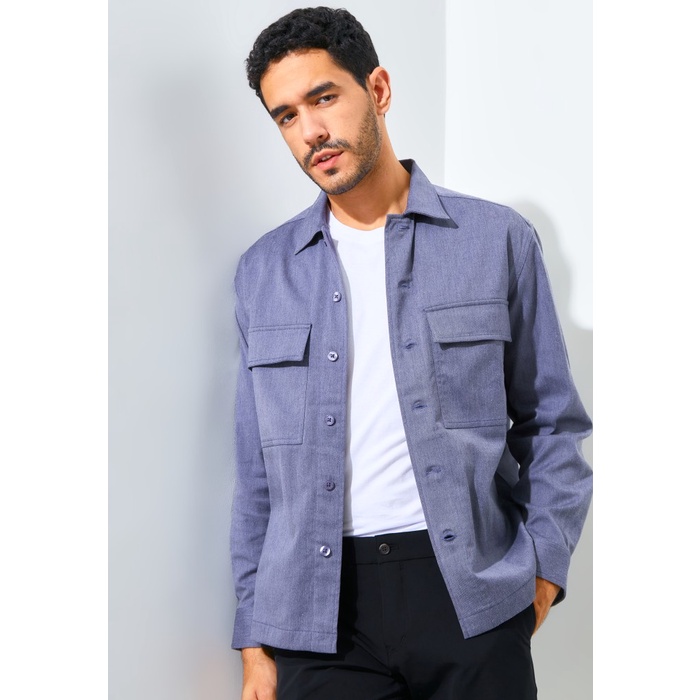 Navero-Jack Nicklaus Cedric Kemeja-Jaket Pria Lengan Pendek Regular Fit Navy