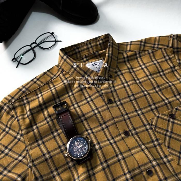 Zeno-Kemeja flanel semi wool premium F2D lengan panjang unisex kemeja pria dan wanita motif