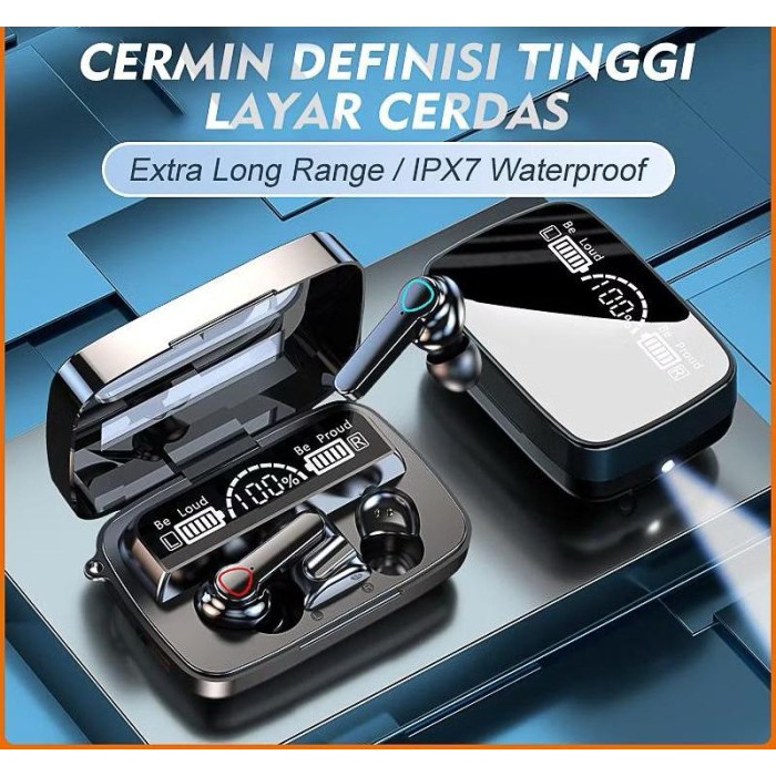 TWS M19 PRO HEADSET BLUETOOTH WIRELESS GAMING TWS 5.1 + POWERBANK 3500 MAH / headset Bluetooth TWS