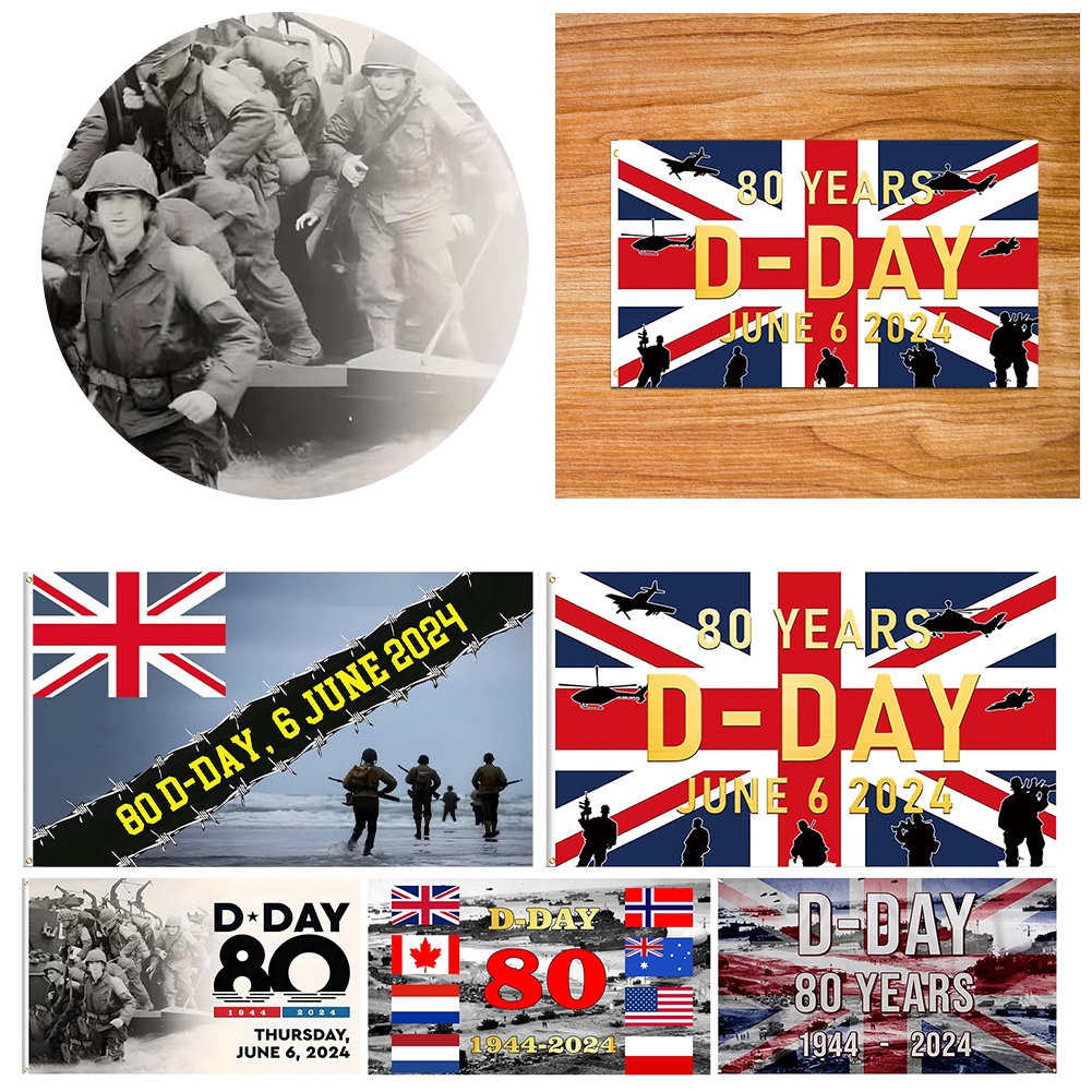 5ftx3ft Large UK Normandy Landings Day Flag D Day Landing Flags D Day 80 Years Remembrance Day Flag 