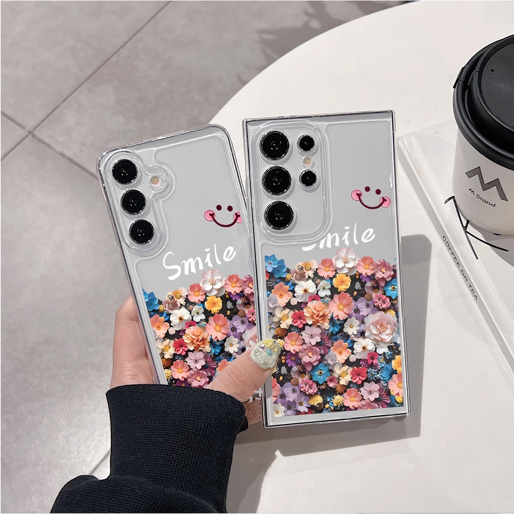 Aesthetic Cewek Anti Kuning Bunga Case Samsung S23 Fe S24 Fe S25 Ultra S22 Plus S24 Plus S22 Ultra S
