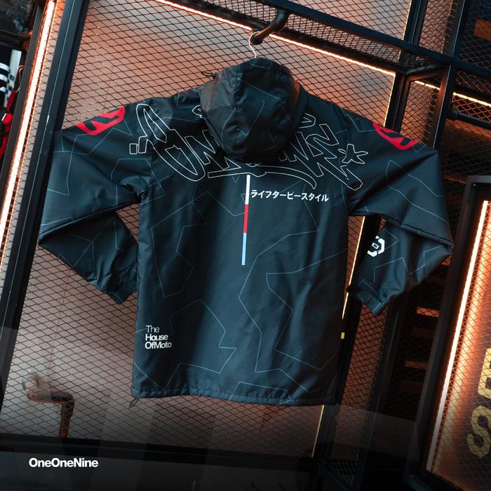 Oneonenine Ksr Jaket Big Pocket Static Black - Jaket Motor Sport Camo Polyester Waterproof