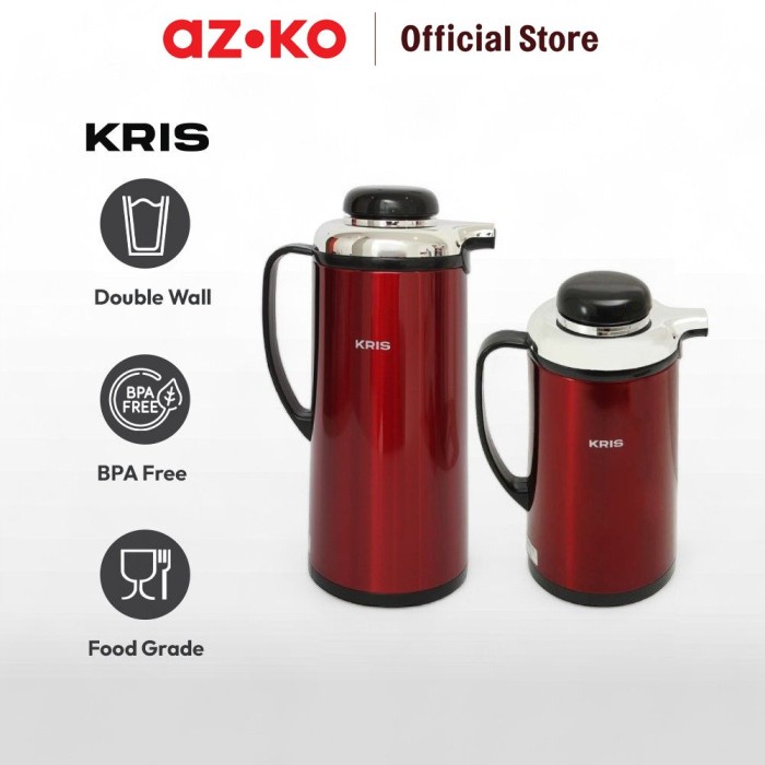 AZKO Kris Teko Vacuum Flask Dengan Glass Liner Wadah Air Minum Panas Termos Drinkware Perlengkapan