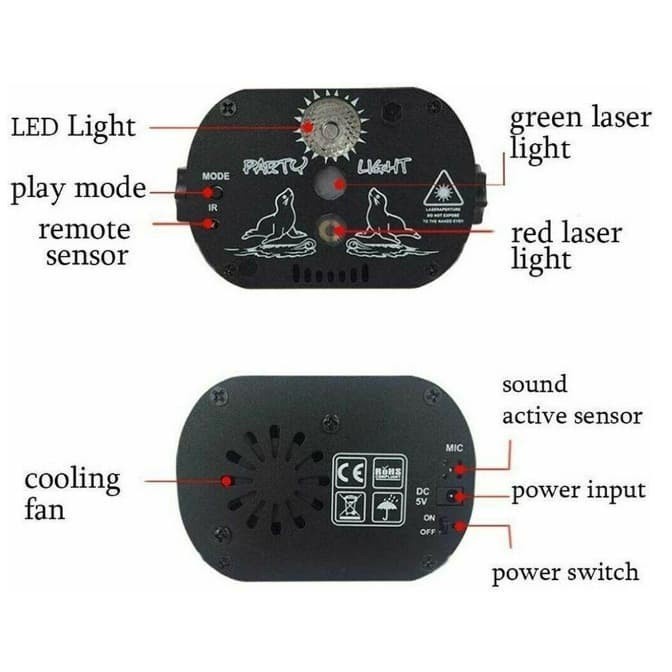 Serasiinspace Laser Proyektor Disco Party Club Djlight 60 Mini Led Rgb / Lampu Disko