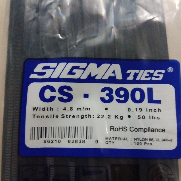 

Kabel Ties Sigma Cs-390L Lebar 4,8 Cm Warna Hitam