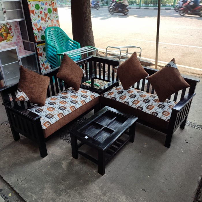 SOFA L KAYU MINIMALIS Jati