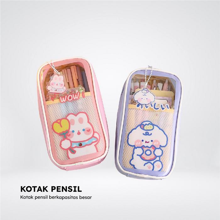 

Pencil Case Tempat Pensil Anak Transparan Motif Kartun Korean Style / Tempat Alat Tulis Perlengkapan