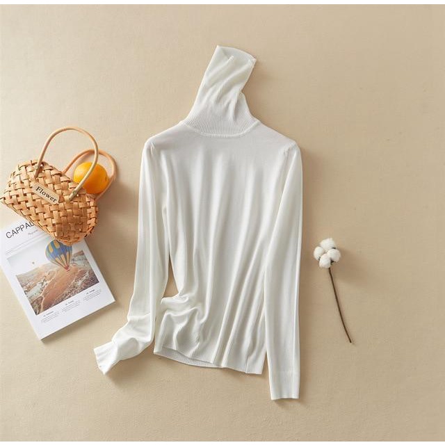 BEST SELLER Kaos Turtleneck Wanita Lengan Panjang / Kaos Leher Tinggi Wanita / Kaos Kerah Tinggi