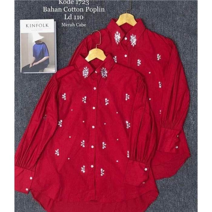 IWB GALMA BLOUSE / KEMEJA WANITA PAYET MEWAH / KEMEJA MERAH PUTIH 17 AGUSTUS KEMERDEKAAN INDONESIA