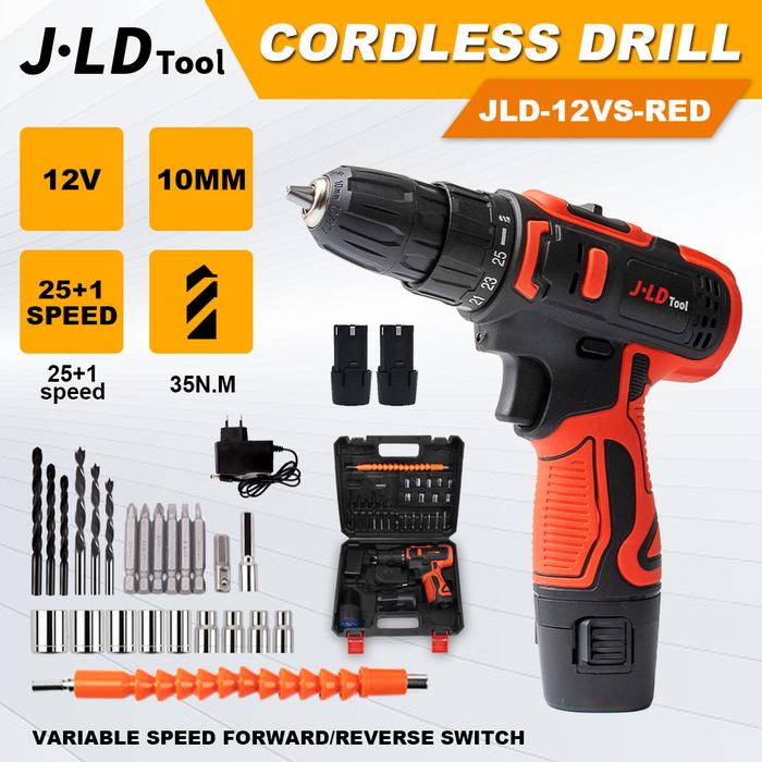 J.LD TOOL 12VF mesin bor baterai bor jld 2baterai bor cas 1 set lengkap murah mesin bor tangan bor
