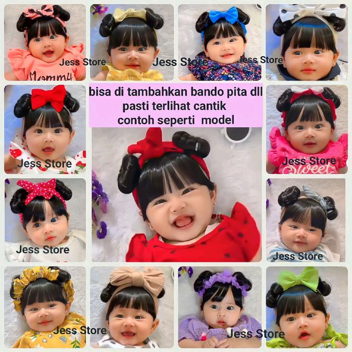 Miniqe- bandana wig / bandana bando bayi rambut / bandana anak turban poni wig bayi wig bayi 6