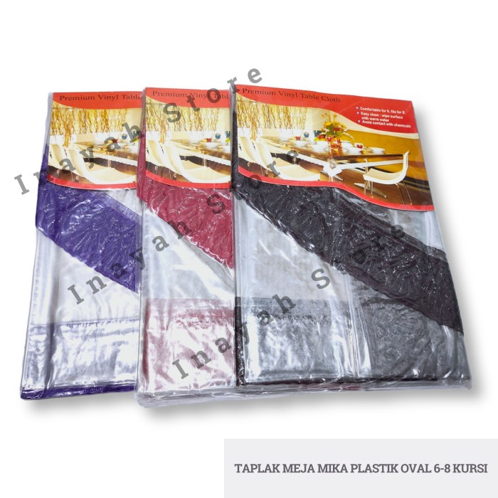 (Expert) Taplak Meja Makan Plastik Bening Oval 6-8 Kursi Tebal Anti Air Renda