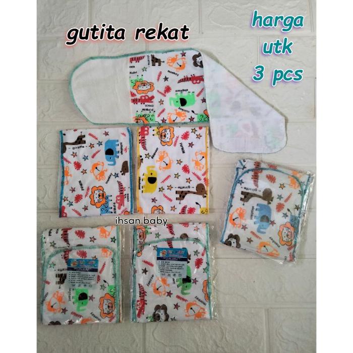 Miniqe- 3 PCS GURITA INSTAN/GURITA REKAT BAYI PUTIH MOTIF Katun