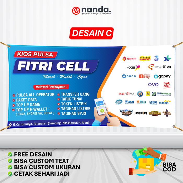 Mntb" Cetak Spanduk Banner Pulsa Konter Jualan Pulsa Backdrop Bener Jualan Ukuran Bener Jualan