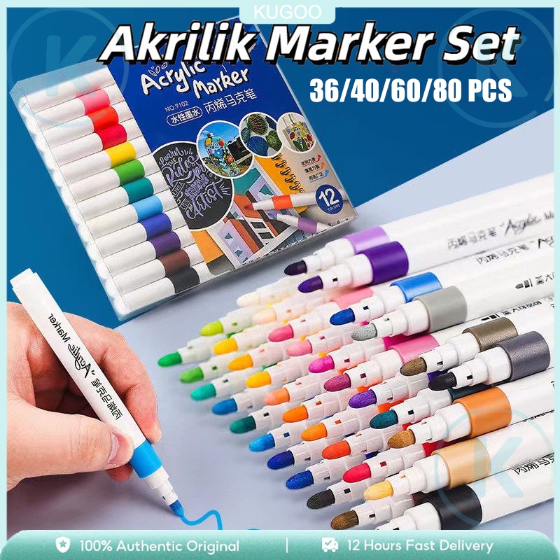 

KUGOO Pen Akrilik Marker Set Spidol Akrili Painter DIY Painting Warna Cepat Kering Tahan Air