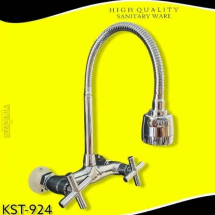 Stok Terbatas Kran Sink Dinding Panas Dingin Fleksibel 2 Putaran / Keran Dapur Mixer