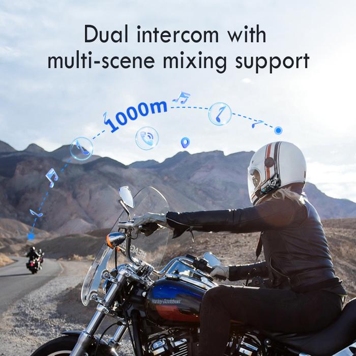 Blaise V6 Pro&V6 Plus Motorcycle Bluetooth Intercom Helmet Bluetooth Headset Buat 6 Riders