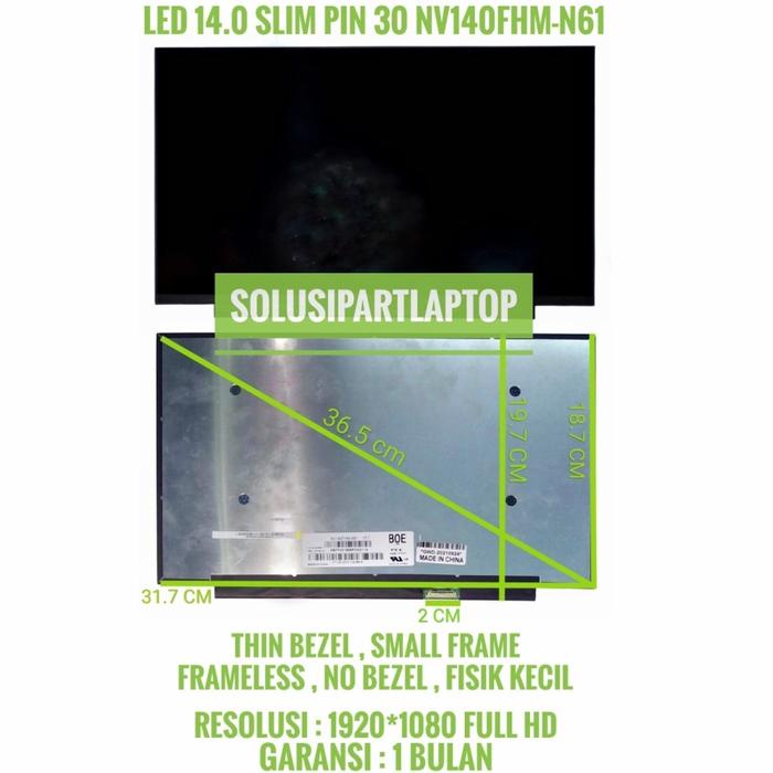 Ready LED 14.0 SLIM PIN 30 NV140FHM-N61 B140HAN04.2 B140HAN04.A B140HAN03.1