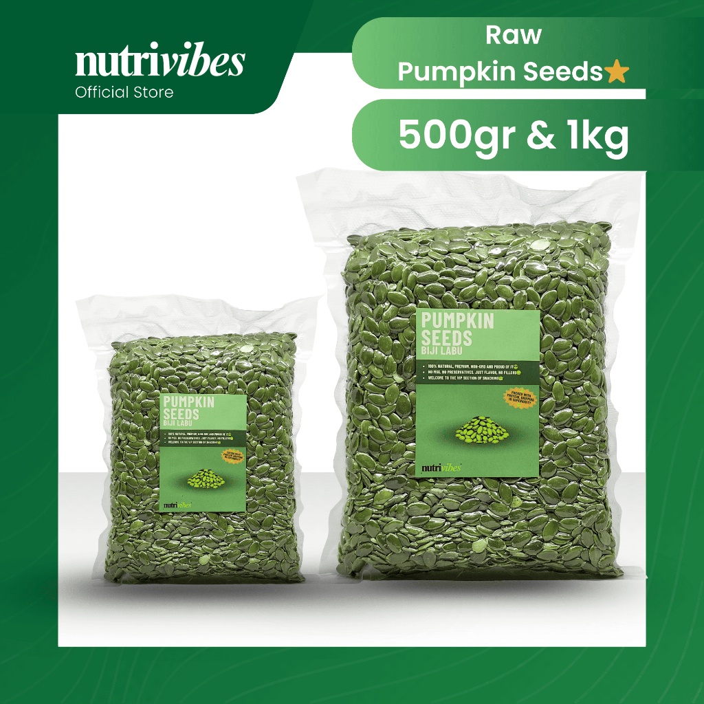 

Biji Labu Mentah / Raw Pumpkin Seeds (Family Pack 500gr & 1kg) - Nutrivibes