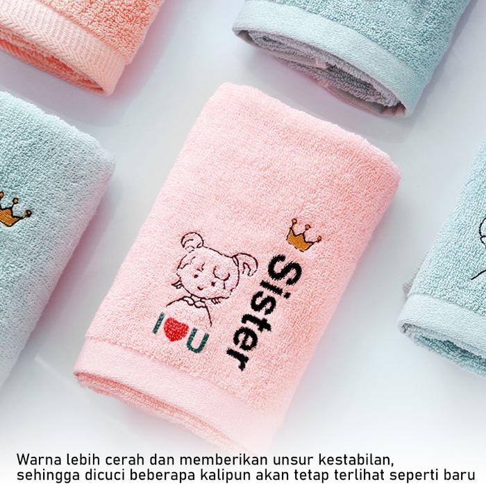 DISKON Handuk Kecil Wajah Family Lembut Lucu Menyerap Air Kain Katun Untuk Olahraga Handuk Kecil