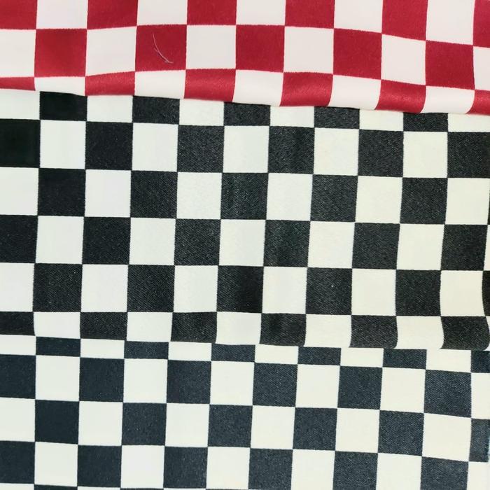 DISKON Kain Satin Saten Motif Catur / pola kotak-kotak / Catur Besar Kecil 0.5 M Kain Fashion