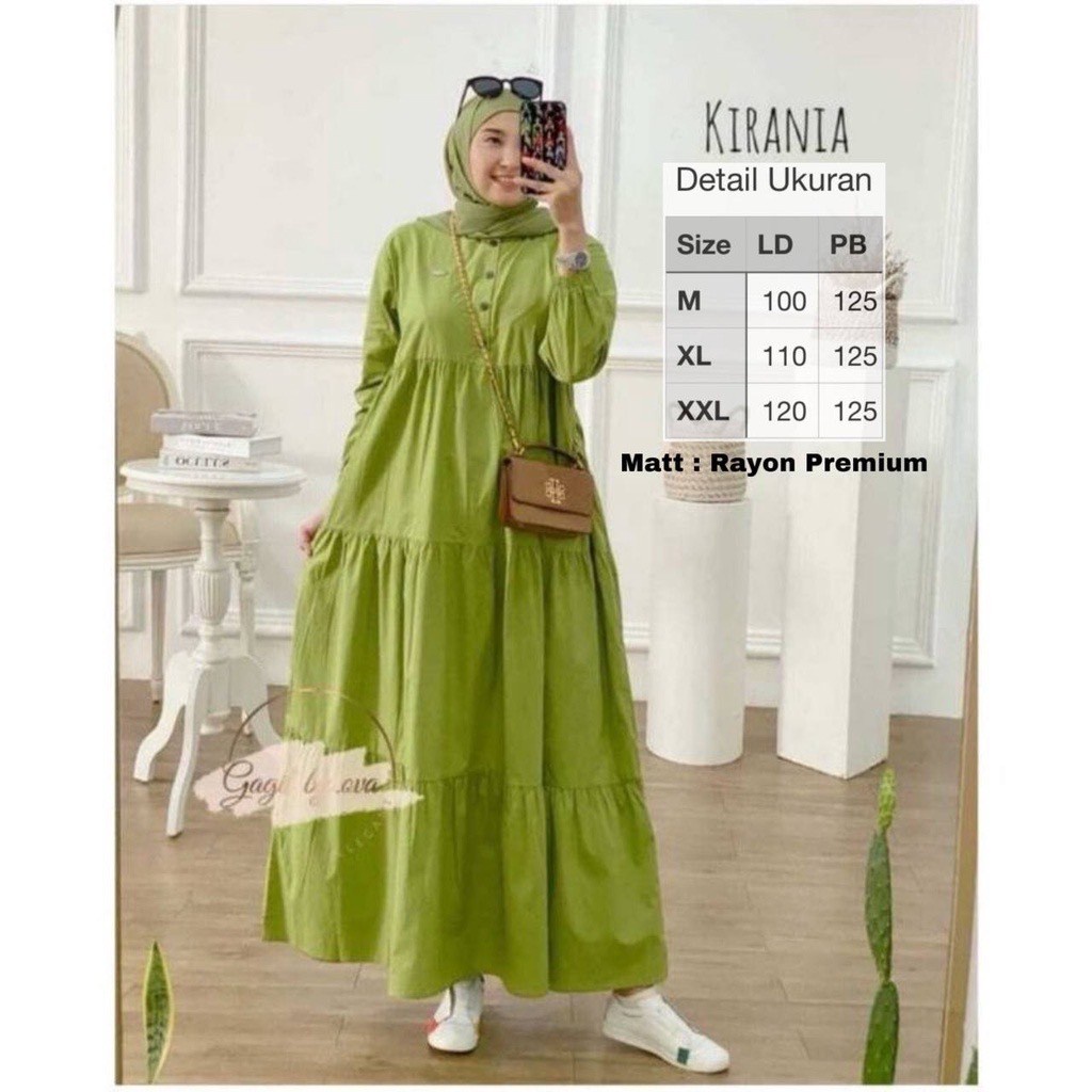 NEW DEALS Batik Usman - Kirania Dress Terbaru Midi Rayon twill premium dress polos putih busui
