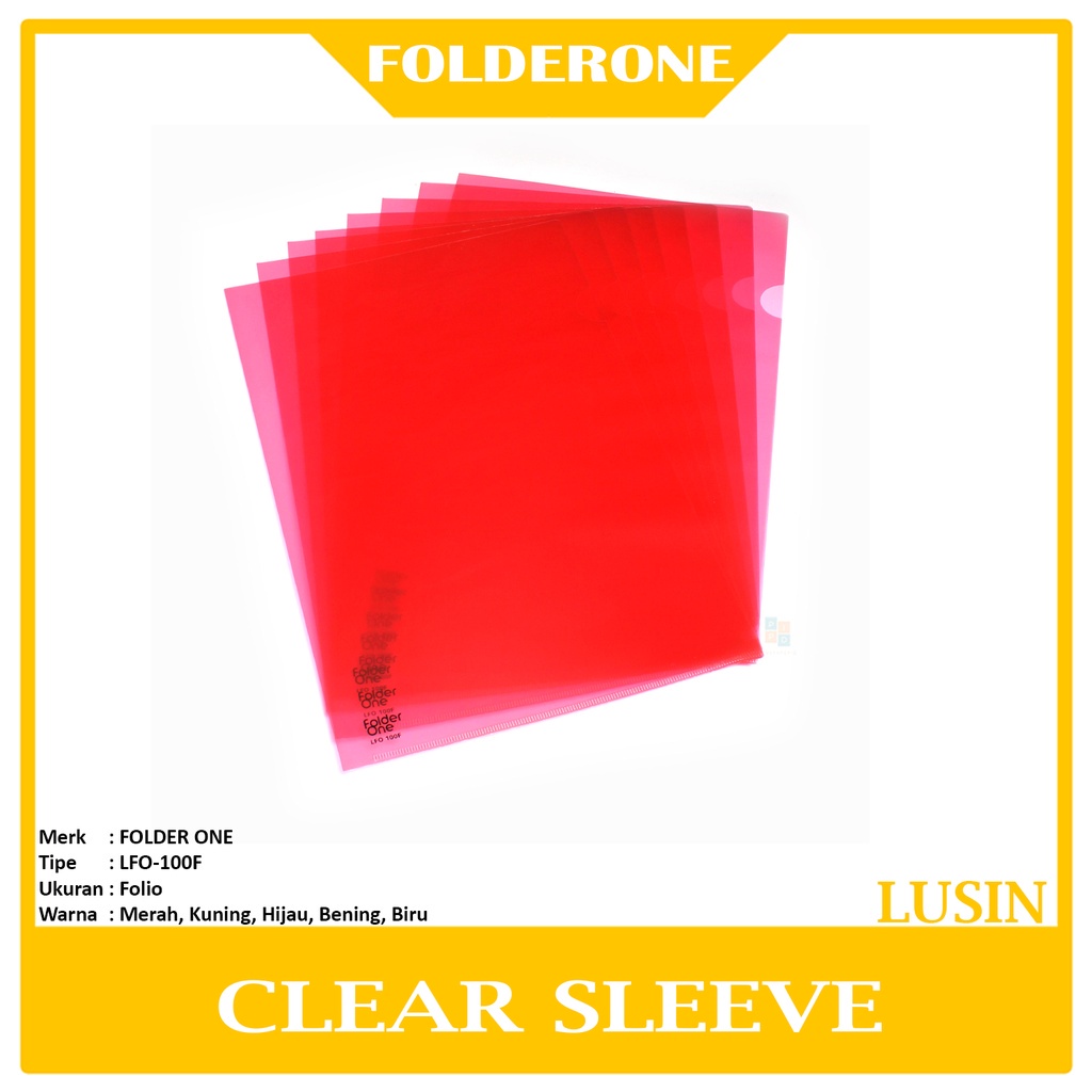 

FOLDER ONE - Map L Map Bening Folio F4 Warna - Lusin