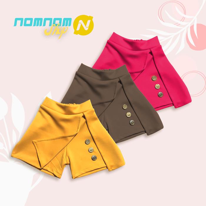 Gemiloo- Rok celana anak perempuan bahan scuba variasi 3 Kancing ROCEL TARTAN Korea kids Fashion