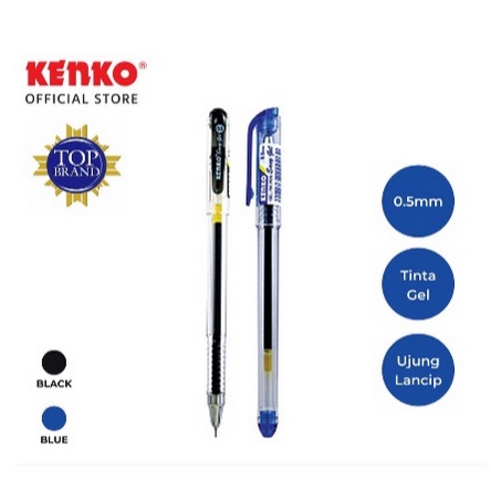 

KENKO Gel Pen Easy Gel Pulpen Pena Bolpoin Hitam Biru Merah Kenko 1PACK : 12PCS