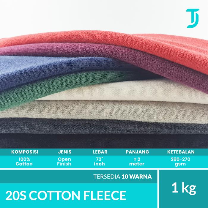 FREE ONGKIR 20s Cotton Fleece Kain Bahan Hoodie Semua Warna 1 kg Kain Saja