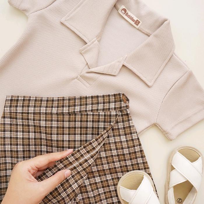 Gayani- littel lovia tartan set setelan baju rok anak perempuan setelan baju anak laki laki