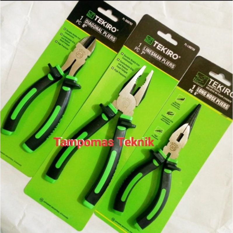 Tang TEKIRO Set 3 Pcs Tang Potong TEKIRO Tang Kombinasi TEKIRO Tang Lancip TEKIRO Original