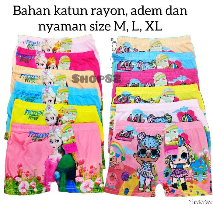 Gayani- 4 pcs grosir murah Boxer anak cewek cd celana dalam anak perempuan M L XL BONITA murah TK