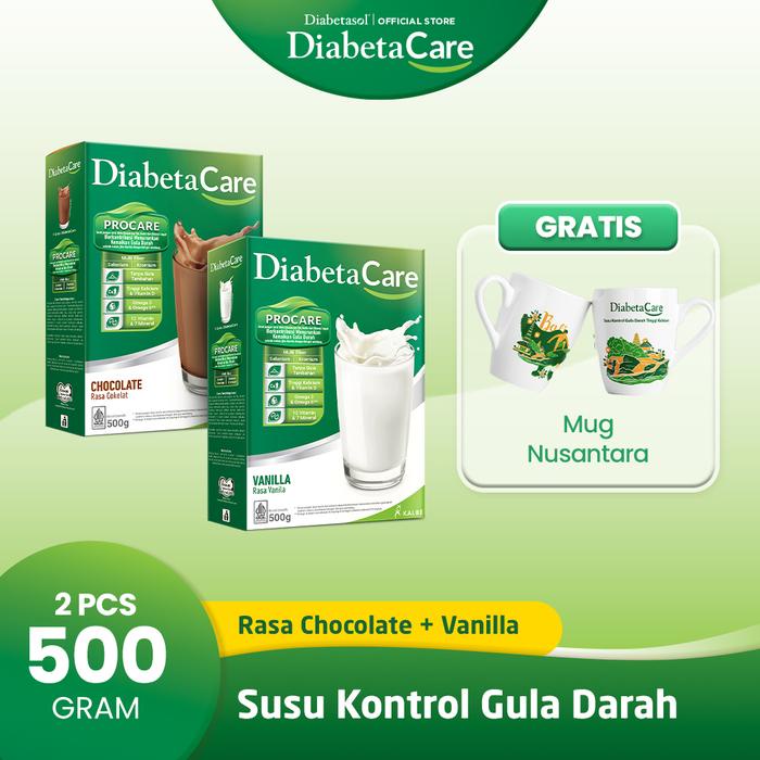 

SALE TERBARU DIABETACARE MILK VANILLA + CHOCOLATE 500G FREE MUG READYY