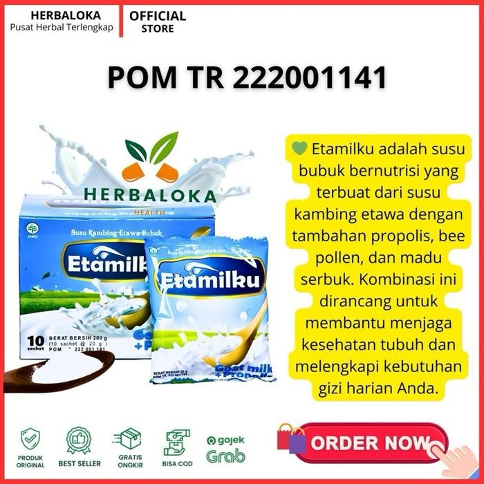 

READY STOK BPOM PAKET HEMAT 2 BOX ETAMILKU SUSU KAMBING ETAWA BUBUK PLUS PROPOLIS UNTUK KESEHATAN