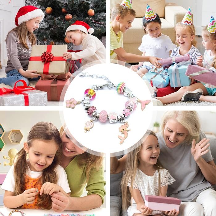 SALE TERBARU 66PCS CHARM BRACELET MAKING KIT, KIT PEMBUATAN PERHIASAN KRISTAL, PERHIASAN MANIK-MANIK