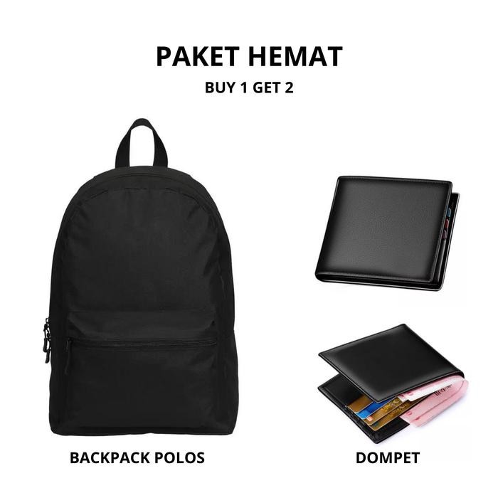 Cutix-Tas Ransel Sekolah Anak Laki-Laki Polos Hitam Bahan D300 - Fashion