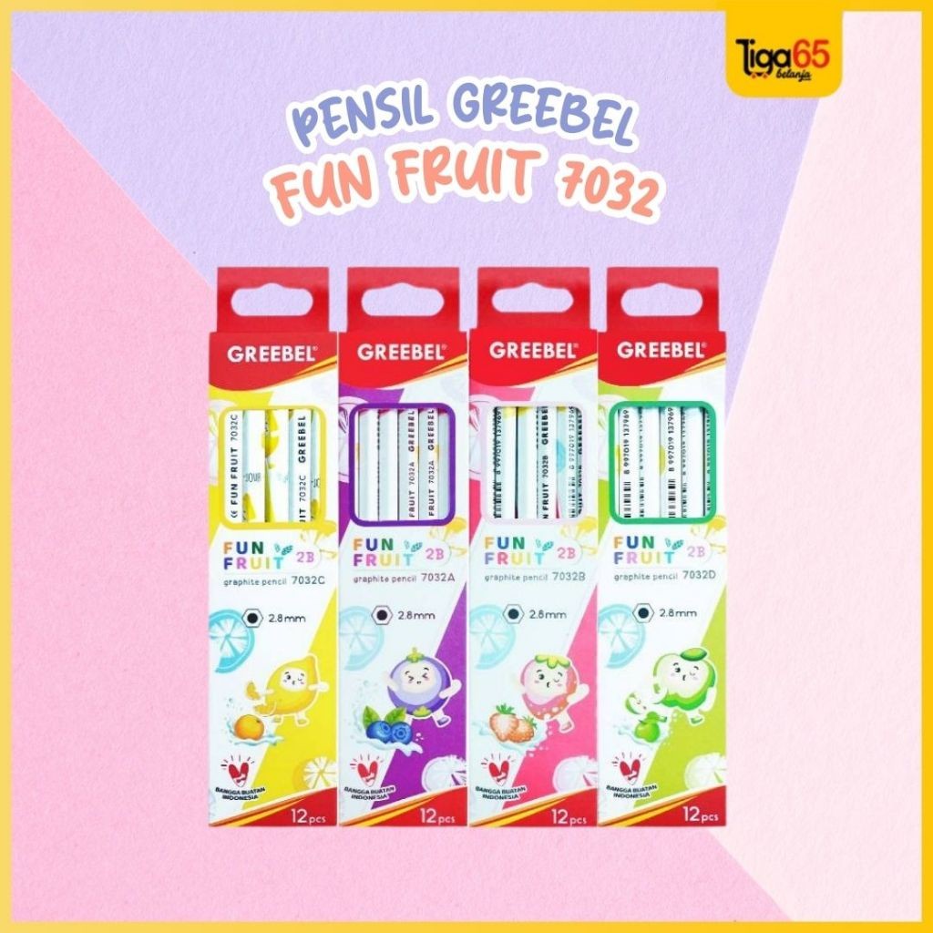 

Pensil Kayu Pencil Tulis 2B / GREEBEL Pencil 2B 7032 Fun Fruit (12PCS/Set)