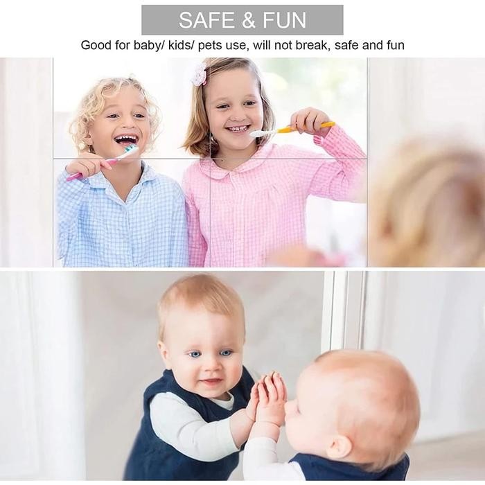 (Expert) Stiker Cermin Kaca Dinding Oval Kotak anti Pecah Kaca Cermin tempel