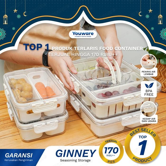 

Youre - Ginney Food Container Kotak penyimpanan makanan sayur bumbu *