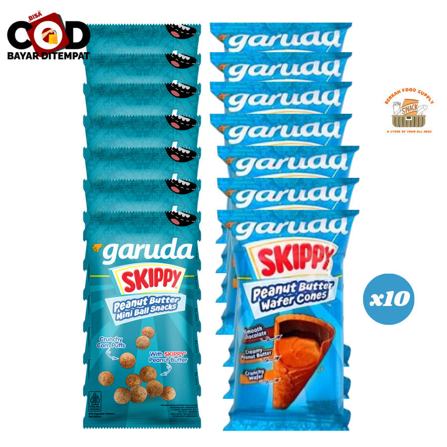 

[ BERKAH ] Garuda Skippy Renceng Isi 10x15gr Peanut Butter Wafer Cones Skippy Mini Ball Selai Kacang