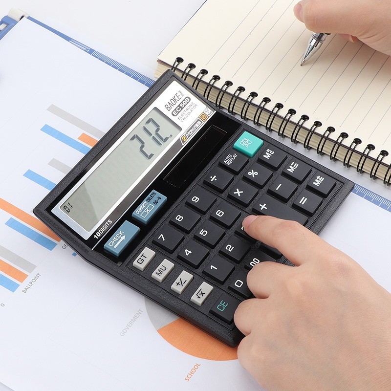 

BAOKE Kalkulator Desktop 10 Dit, Double Power, Layar LCD Kualitas Tinggi EC