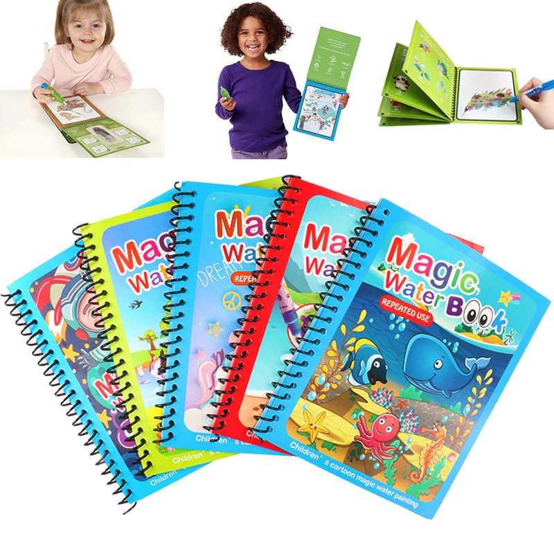 

Montessori Toys Reusable Coloring Book Magic Water Drawing Book For Kids Toddler Toy Painting Book