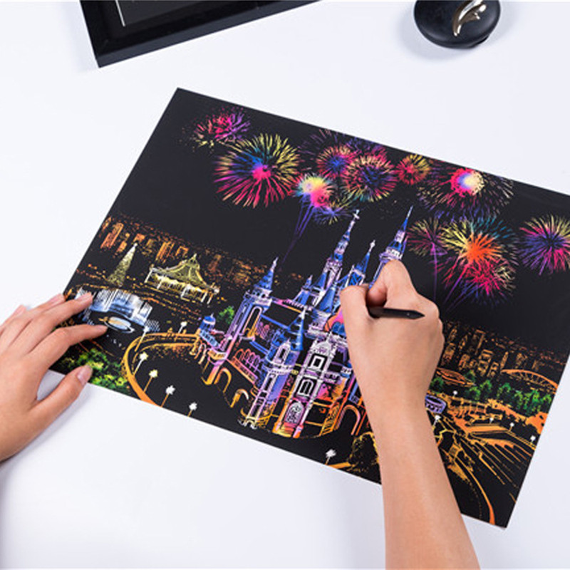 

Kids Diy Scratch Paintings Magic City Art Drawings Baby Educational Toys Child Birthday Gifts Room
