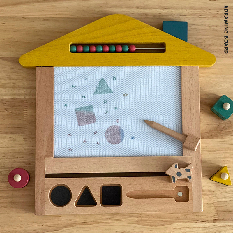 

Children'S Magnetic Wooden Retro Drawing Board Funny Graffiti Home Writing Board Color And Shape