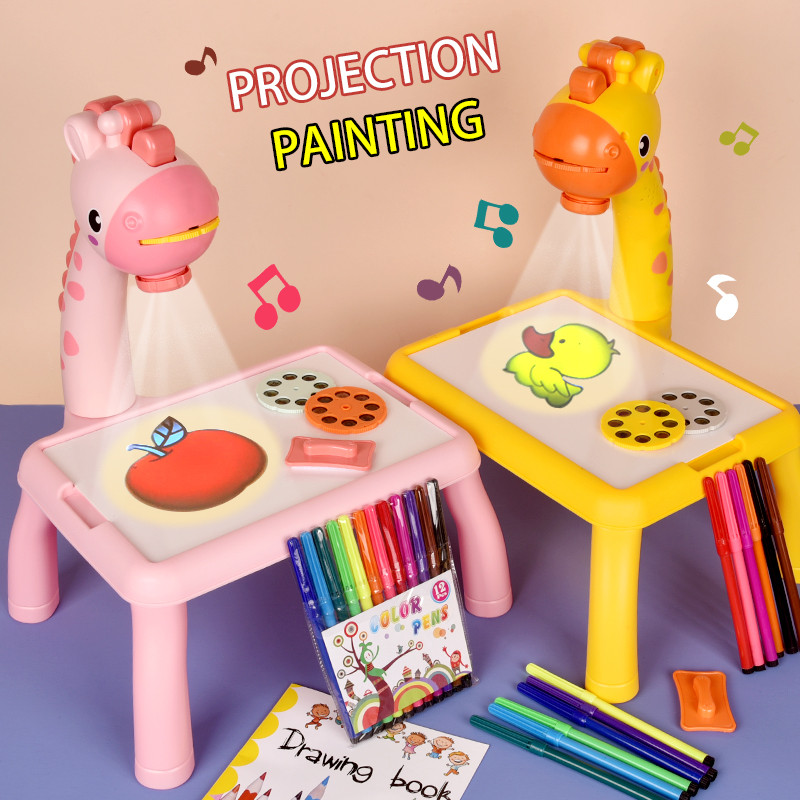 

Children'S Projection Drawing Board Multi-Functional Drawing Table Projector Graffiti Puzzle Toy