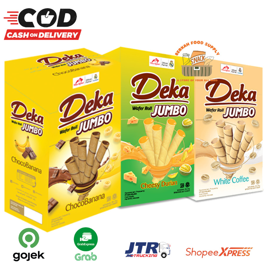 

[ BERKAH ] Deka Wafer Roll Jumbo Dua Kelinci Box Isi 20 x 14gr Choco Banana Cheesy Durian White