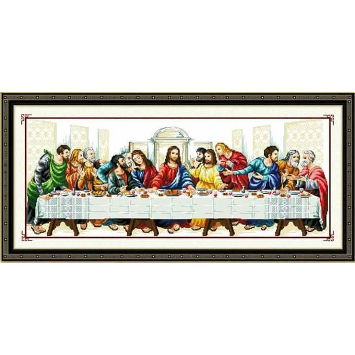 Paket Kristik cross stitch religius Perjamuan Kudus Yesus