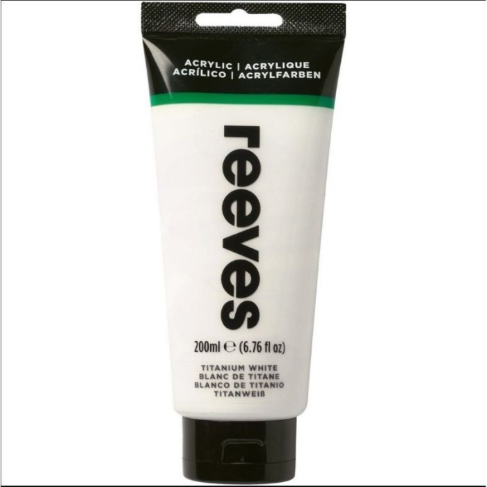 

ready stok reeves fine artist acrylic paint/cat akrilik 200ml -titanium white original