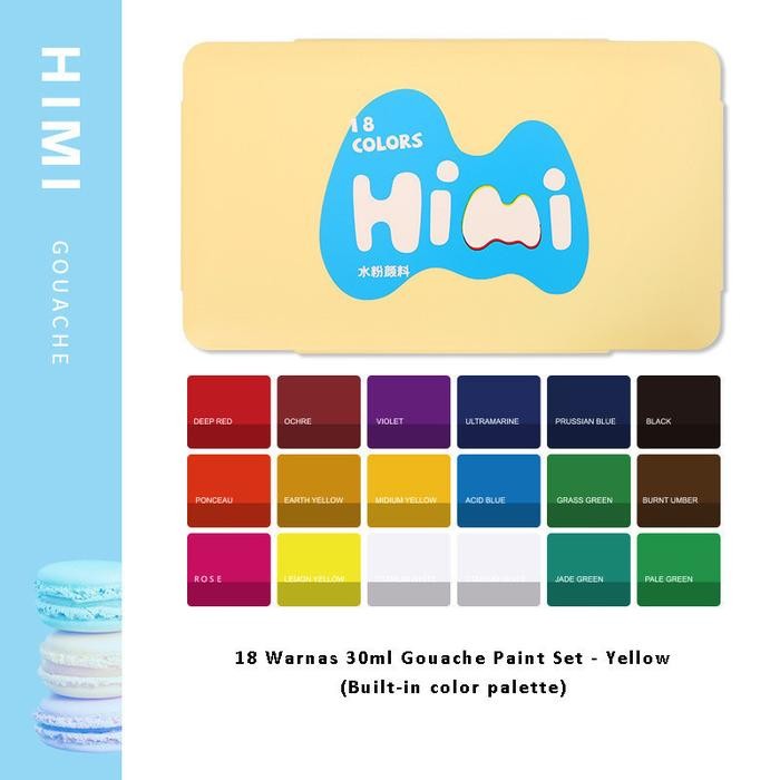 

ready stok brush pen miya top watercolor himi gouache paint set 18/24 warna 30ml cat untuk air seni
